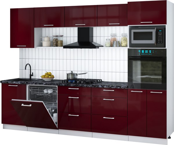 Кухонный гарнитур Интерлиния Мила Gloss 2.9-ПМ1 - фото