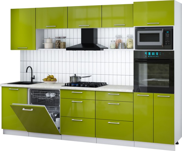 Кухонный гарнитур Интерлиния Мила Gloss 2.9-ПМ1 - фото