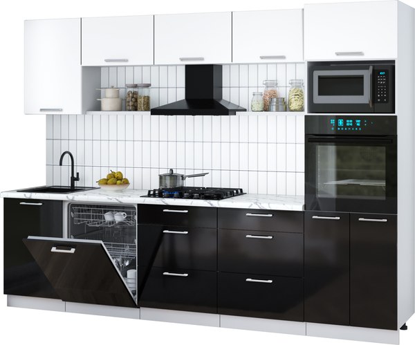 Кухонный гарнитур Интерлиния Мила Gloss 2.9-ПМ1 - фото