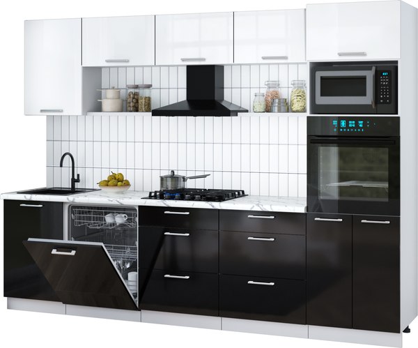 Кухонный гарнитур Интерлиния Мила Gloss 2.9-ПМ1 - фото