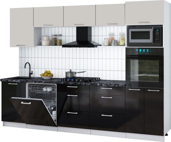 Кухонный гарнитур Интерлиния Мила Gloss 2.9-ПМ1 - фото