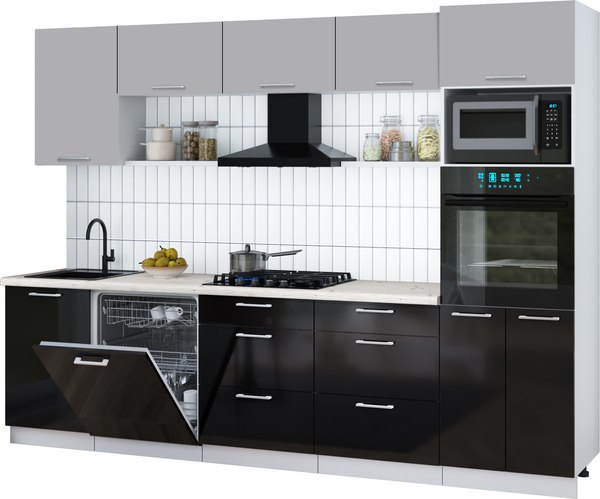 Кухонный гарнитур Интерлиния Мила Gloss 2.9-ПМ1 - фото