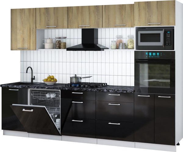 Кухонный гарнитур Интерлиния Мила Gloss 2.9-ПМ1 - фото