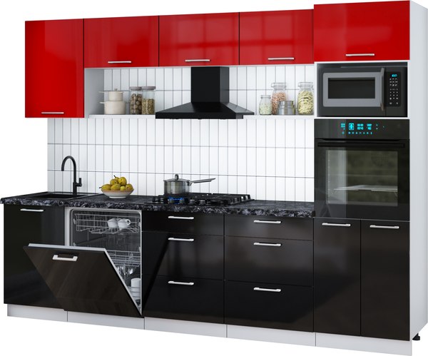 Кухонный гарнитур Интерлиния Мила Gloss 2.9-ПМ1 - фото