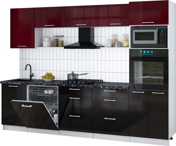 Кухонный гарнитур Интерлиния Мила Gloss 2.9-ПМ1 - фото