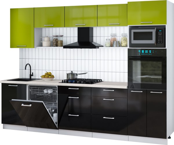 Кухонный гарнитур Интерлиния Мила Gloss 2.9-ПМ1 - фото