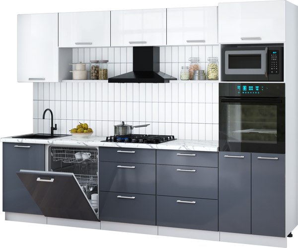 Кухонный гарнитур Интерлиния Мила Gloss 2.9-ПМ1 - фото