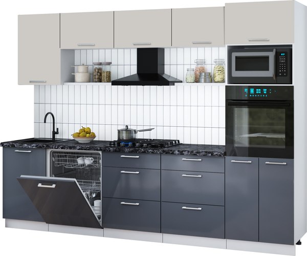 Кухонный гарнитур Интерлиния Мила Gloss 2.9-ПМ1 - фото