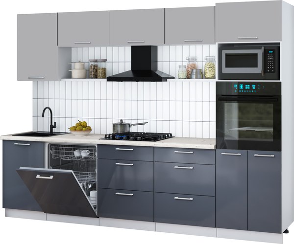 Кухонный гарнитур Интерлиния Мила Gloss 2.9-ПМ1 - фото