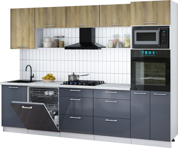 Кухонный гарнитур Интерлиния Мила Gloss 2.9-ПМ1 - фото