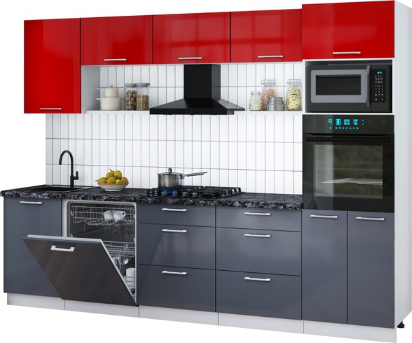 Кухонный гарнитур Интерлиния Мила Gloss 2.9-ПМ1 - фото