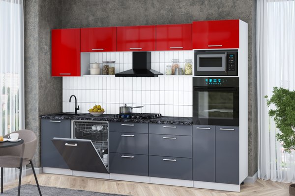 Кухонный гарнитур Интерлиния Мила Gloss 2.9-ПМ1