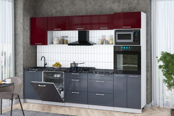 Кухонный гарнитур Интерлиния Мила Gloss 2.9-ПМ1