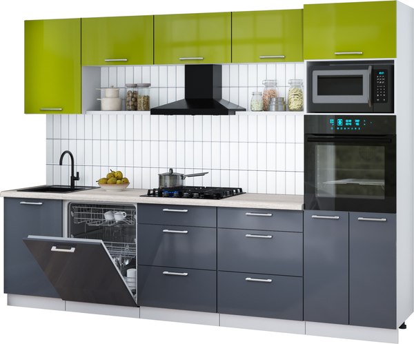 Кухонный гарнитур Интерлиния Мила Gloss 2.9-ПМ1 - фото