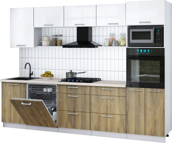Кухонный гарнитур Интерлиния Мила Gloss 2.9-ПМ1 - фото