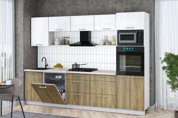 Кухонный гарнитур Интерлиния Мила Gloss 2.9-ПМ1