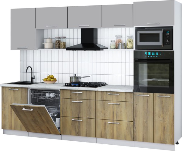 Кухонный гарнитур Интерлиния Мила Gloss 2.9-ПМ1 - фото