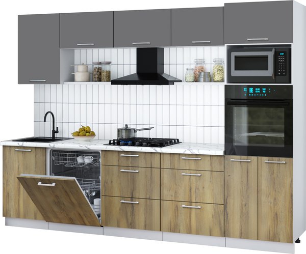 Кухонный гарнитур Интерлиния Мила Gloss 2.9-ПМ1 - фото