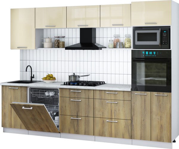 Кухонный гарнитур Интерлиния Мила Gloss 2.9-ПМ1 - фото