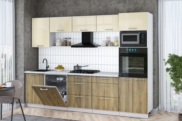 Кухонный гарнитур Интерлиния Мила Gloss 2.9-ПМ1