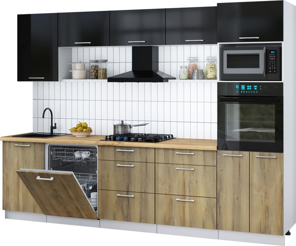 Кухонный гарнитур Интерлиния Мила Gloss 2.9-ПМ1 - фото