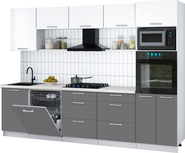 Кухонный гарнитур Интерлиния Мила Gloss 2.9-ПМ1 - фото