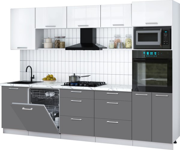 Кухонный гарнитур Интерлиния Мила Gloss 2.9-ПМ1 - фото