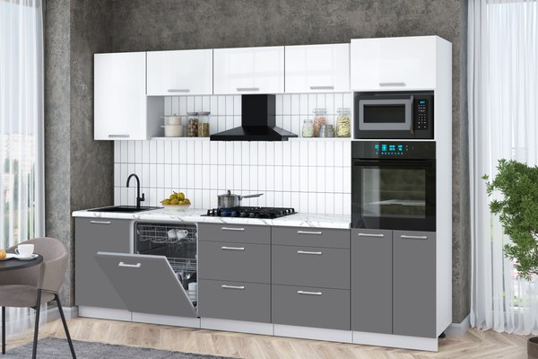 Кухонный гарнитур Интерлиния Мила Gloss 2.9-ПМ1