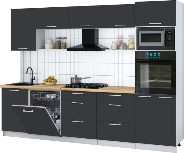 Кухонный гарнитур Интерлиния Мила Gloss 2.9-ПМ1 - фото