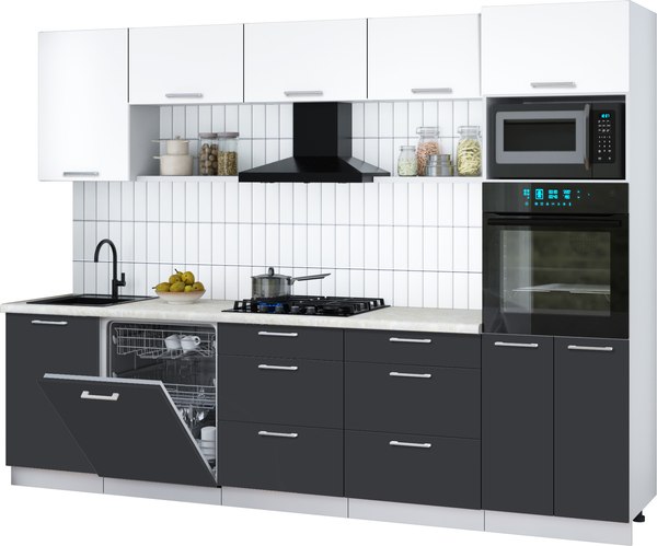 Кухонный гарнитур Интерлиния Мила Gloss 2.9-ПМ1 - фото