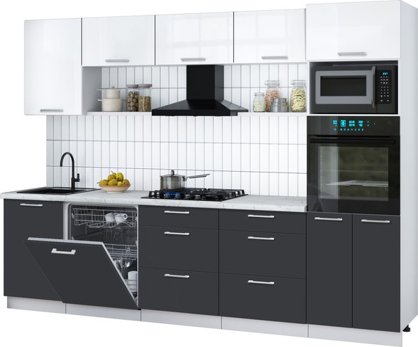 Кухонный гарнитур Интерлиния Мила Gloss 2.9-ПМ1 - фото