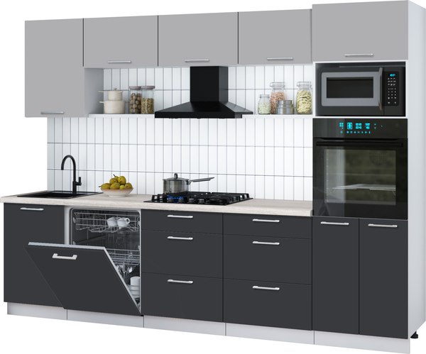 Кухонный гарнитур Интерлиния Мила Gloss 2.9-ПМ1 - фото