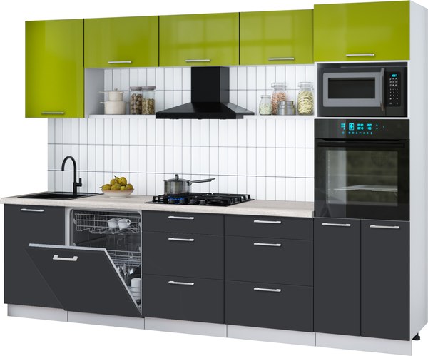 Кухонный гарнитур Интерлиния Мила Gloss 2.9-ПМ1 - фото