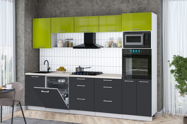 Кухонный гарнитур Интерлиния Мила Gloss 2.9-ПМ1