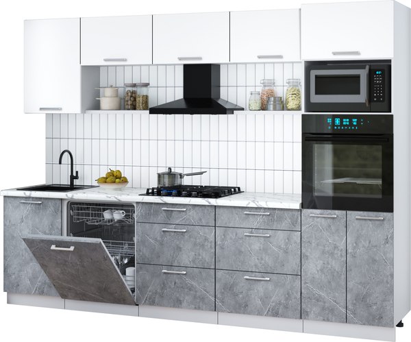 Кухонный гарнитур Интерлиния Мила Gloss 2.9-ПМ1 - фото