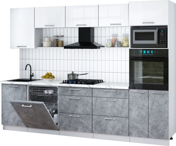 Кухонный гарнитур Интерлиния Мила Gloss 2.9-ПМ1 - фото