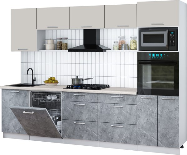 Кухонный гарнитур Интерлиния Мила Gloss 2.9-ПМ1 - фото
