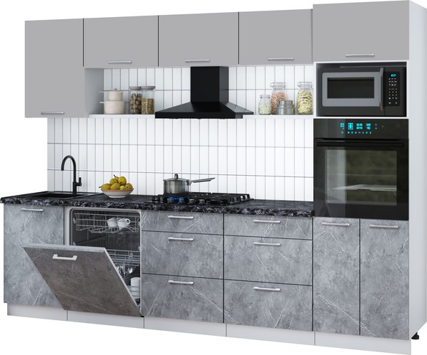 Кухонный гарнитур Интерлиния Мила Gloss 2.9-ПМ1 - фото