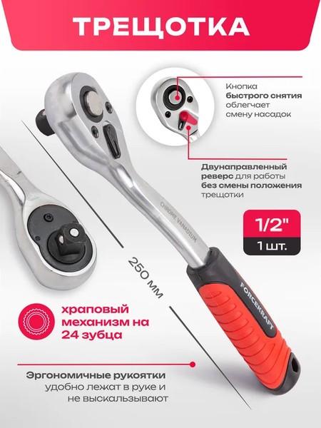 Набор головок слесарных ForceKraft FK-012-5 MSA