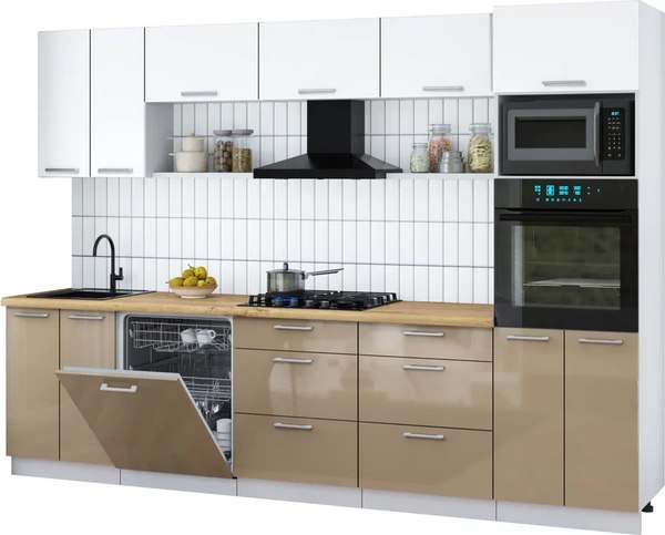 Кухонный гарнитур Интерлиния Мила Gloss 3.0-ПМ1 - фото