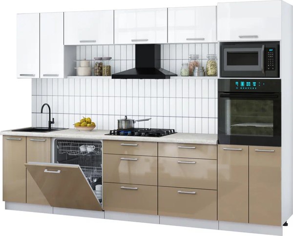Кухонный гарнитур Интерлиния Мила Gloss 3.0-ПМ1 - фото