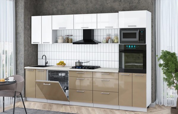 Кухонный гарнитур Интерлиния Мила Gloss 3.0-ПМ1