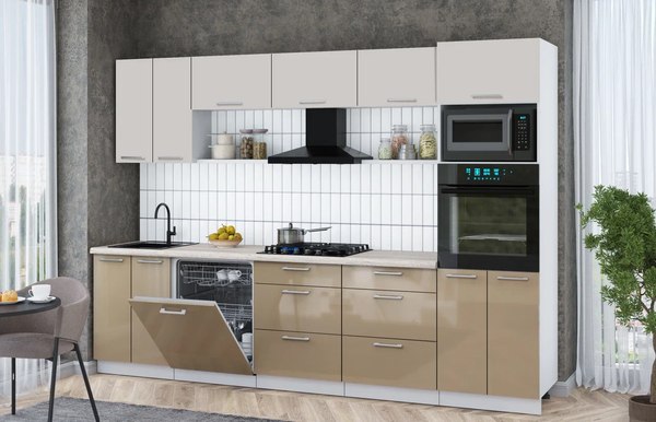 Кухонный гарнитур Интерлиния Мила Gloss 3.0-ПМ1