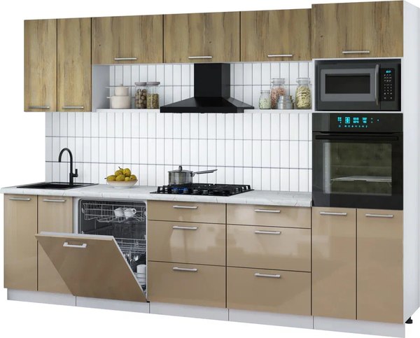 Кухонный гарнитур Интерлиния Мила Gloss 3.0-ПМ1 - фото