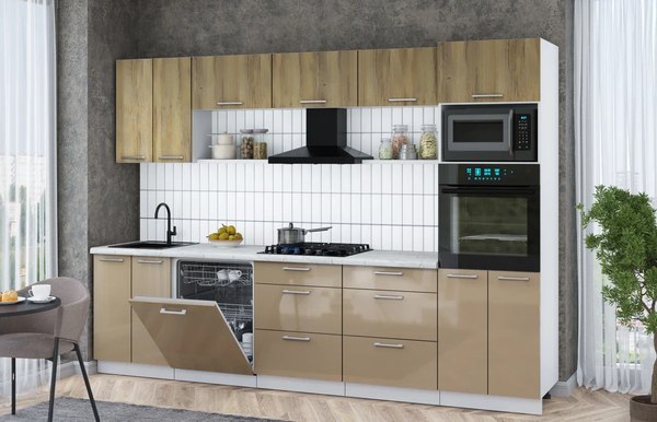 Кухонный гарнитур Интерлиния Мила Gloss 3.0-ПМ1