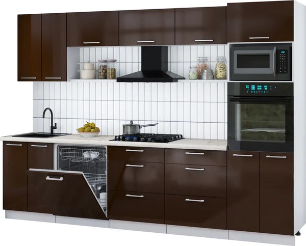 Кухонный гарнитур Интерлиния Мила Gloss 3.0-ПМ1 - фото