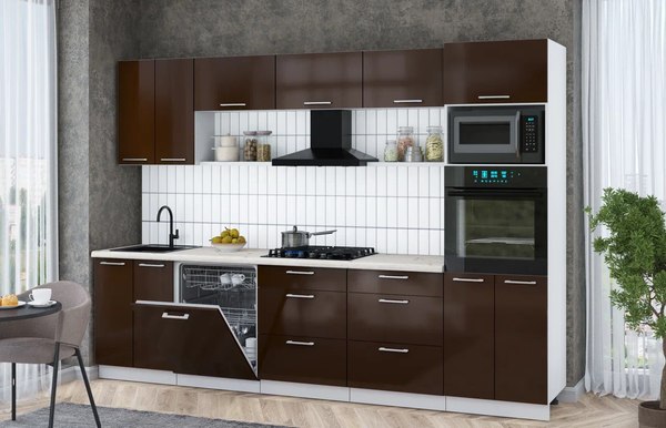 Кухонный гарнитур Интерлиния Мила Gloss 3.0-ПМ1