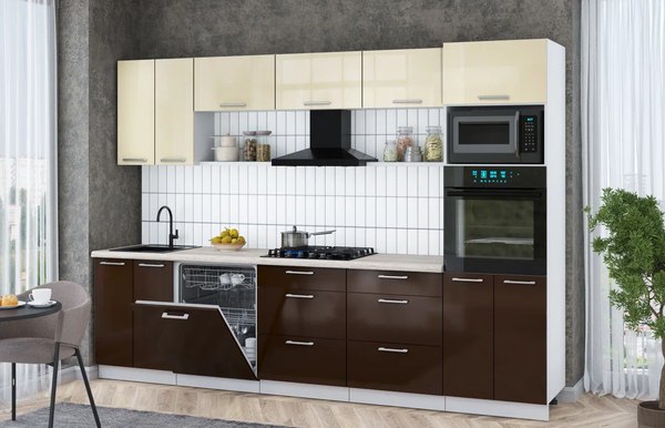 Кухонный гарнитур Интерлиния Мила Gloss 3.0-ПМ1