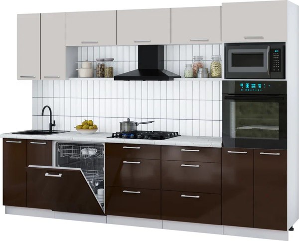 Кухонный гарнитур Интерлиния Мила Gloss 3.0-ПМ1 - фото