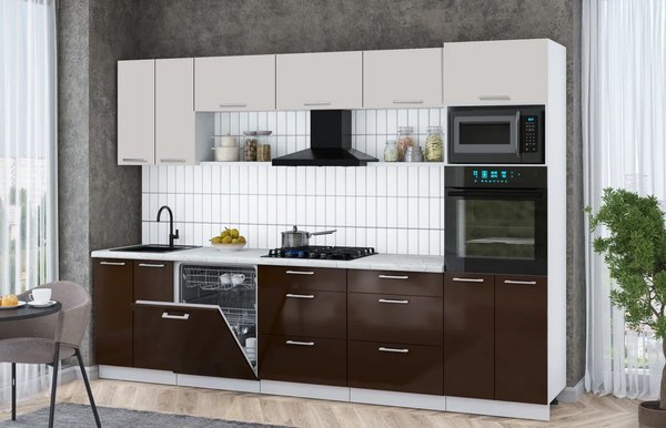 Кухонный гарнитур Интерлиния Мила Gloss 3.0-ПМ1